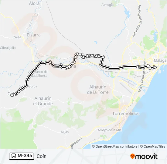 M-345 Bus Line Map