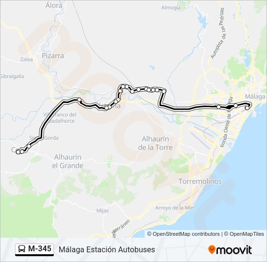 Mapa de M-345 de autobús