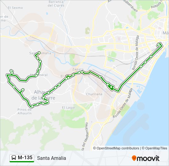 Mapa de M-135 de autobús