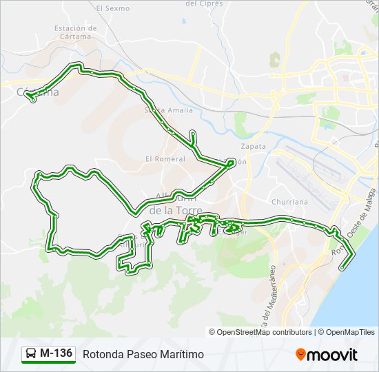 Mapa de M-136 de autobús