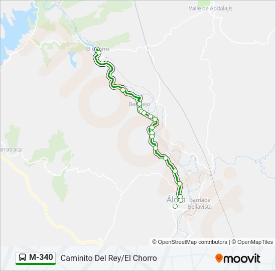 Mapa de M-340 de autobús