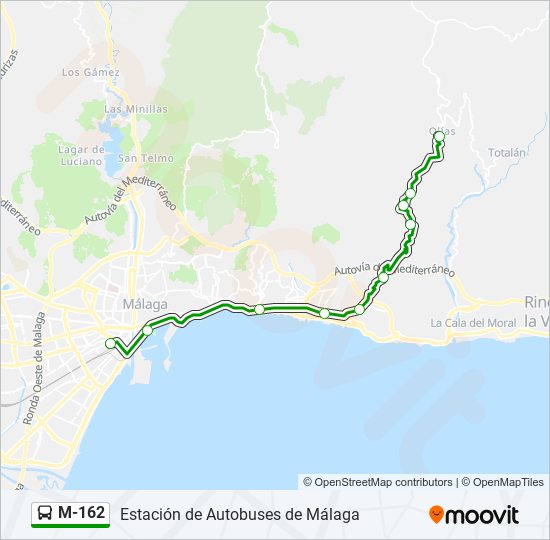 Mapa de M-162 de autobús