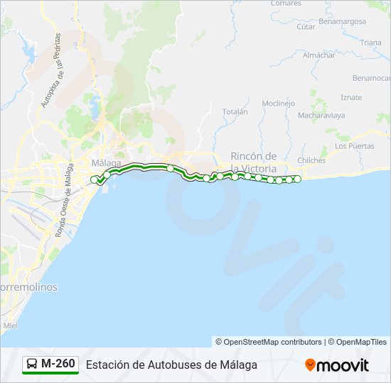 Mapa de M-260 de autobús