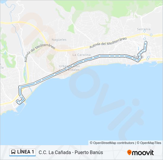 Mapa de  1 de autobús