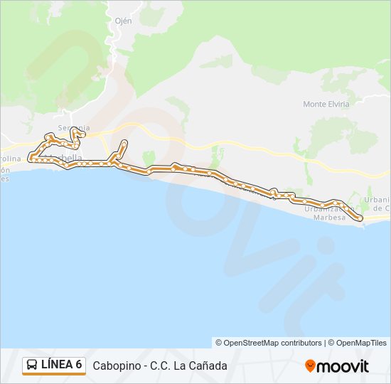 Mapa de  6 de autobús