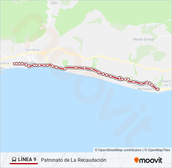 Mapa de  9 de autobús