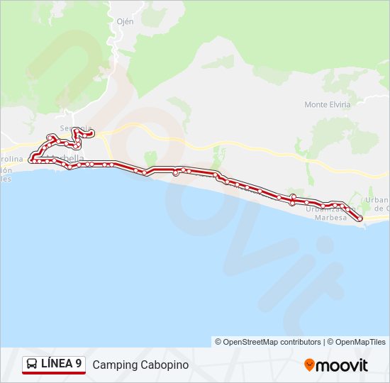 Mapa de  9 de autobús