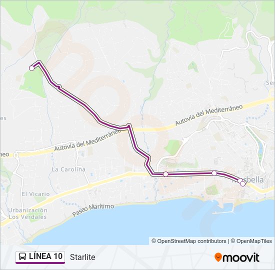 Mapa de  10 de autobús