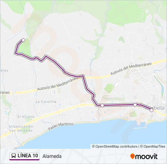 Mapa de  10 de autobús