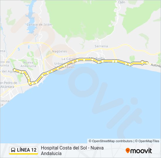 Mapa de  12 de autobús