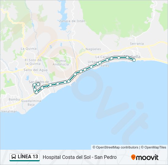 Mapa de  13 de autobús