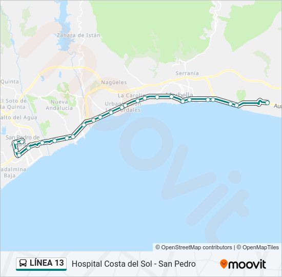 Mapa de  13 de autobús