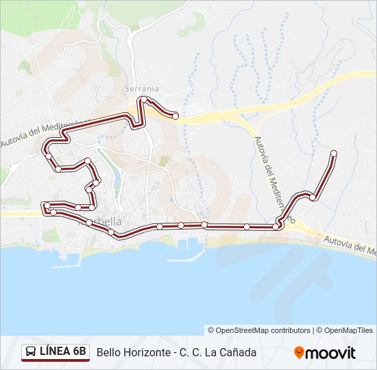 Mapa de  6B de autobús