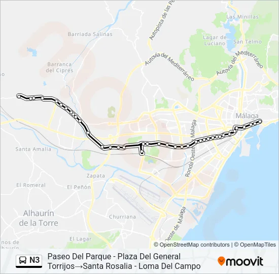 N3 Bus Line Map