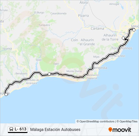 Mapa de L- 613 de autobús