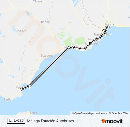 Mapa de L-623 de autobús