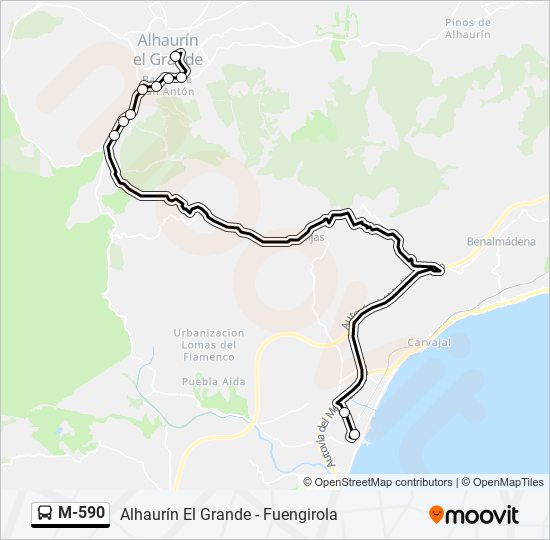 M-590 bus Mapa de línia