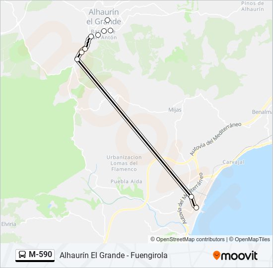 Mapa de M-590 de autobús
