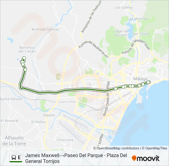 E bus Mapa de línia