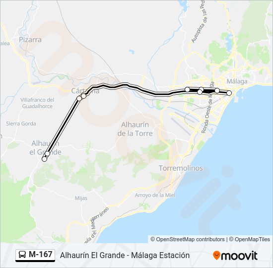 M-167 bus Mapa de línia