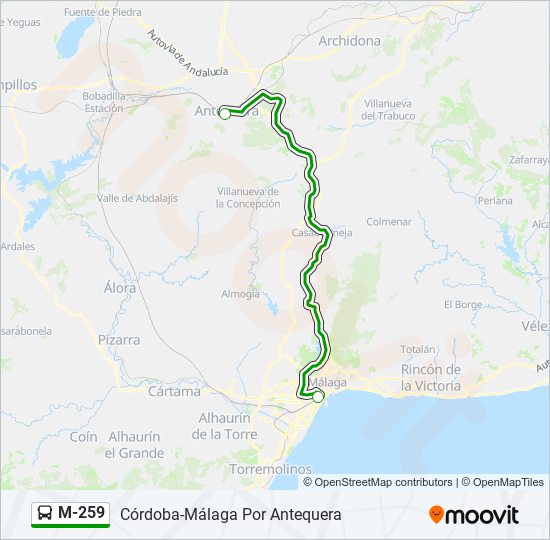 Mapa de M-259 de autobús