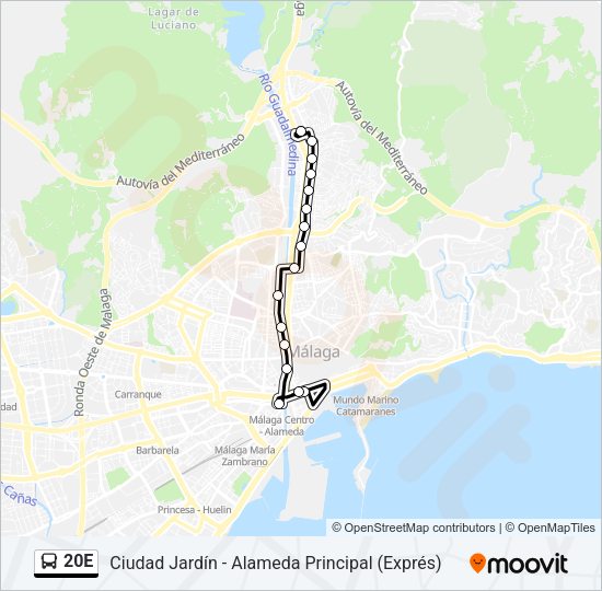 Mapa de 20E de autobús