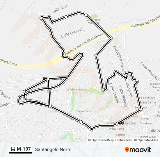 M-107 Bus Line Map