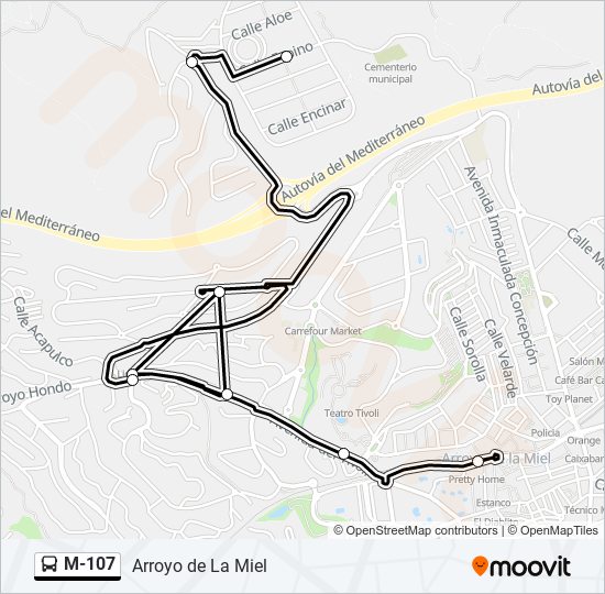 Mapa de M-107 de autobús