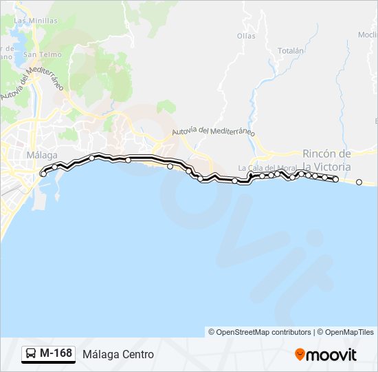 Mapa de M-168 de autobús