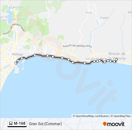 Mapa de M-168 de autobús