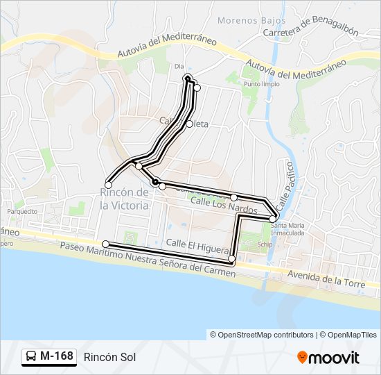Mapa de M-168 de autobús