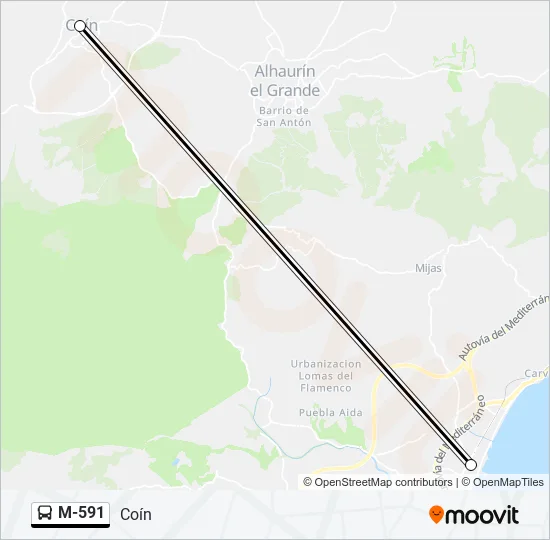 M-591 Bus Line Map