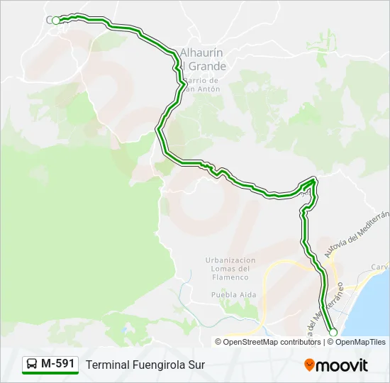 M-591 Bus Line Map