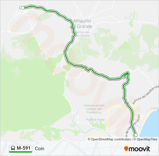 M-591 Bus Line Map