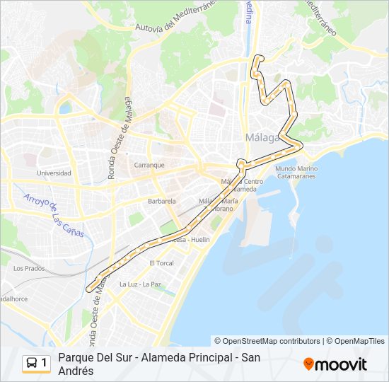 Mapa de 1 de autobús