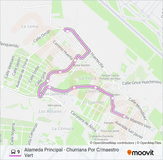 9 Bus Line Map