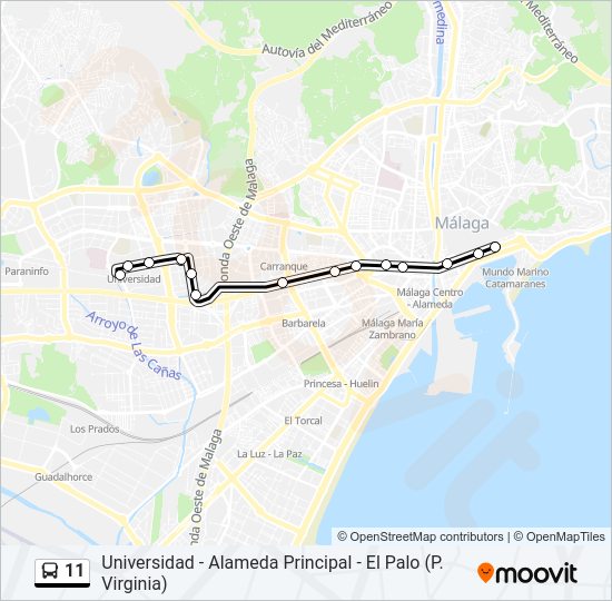 Mapa de 11 de autobús