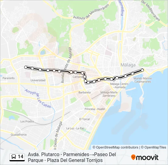 14 Bus Line Map