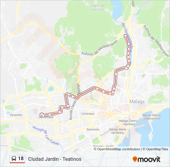 18 Bus Line Map