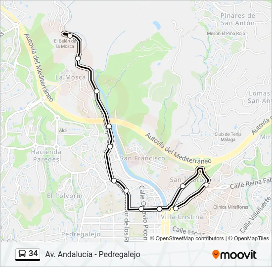 34 Bus Line Map