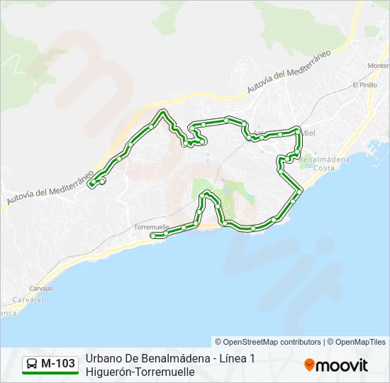 M-103 Bus Line Map
