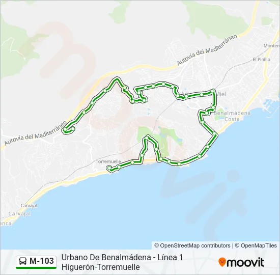 M-103 Bus Line Map