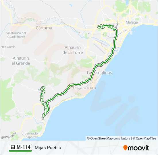 M-114 Bus Line Map