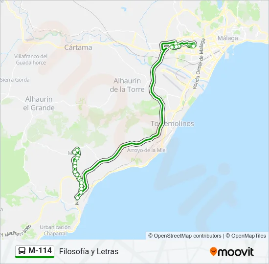 M-114 Bus Line Map