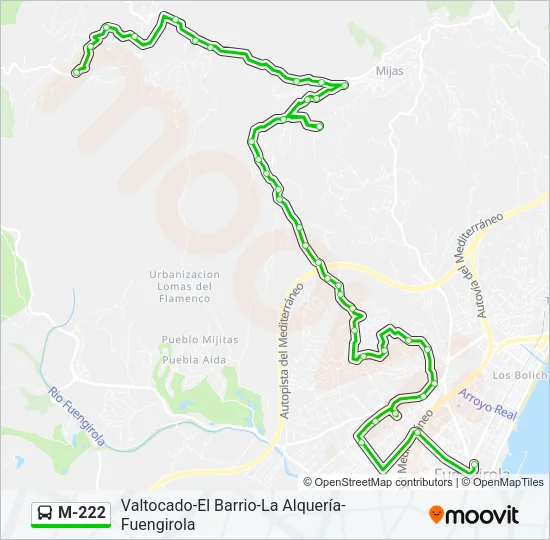 M-222 Bus Line Map