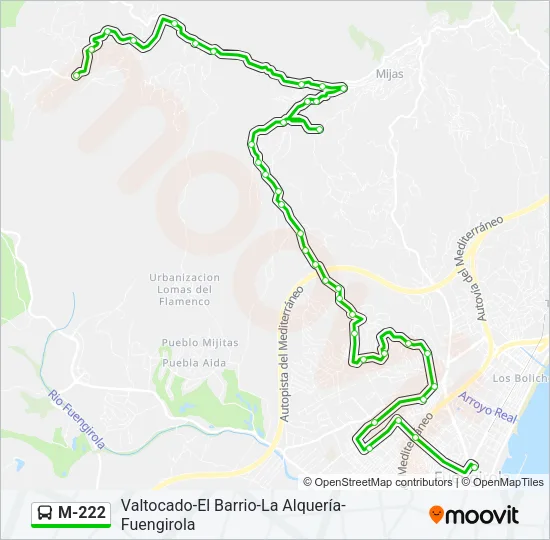 M-222 Bus Line Map
