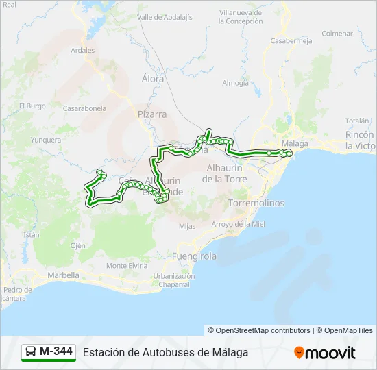 M-344 Bus Line Map