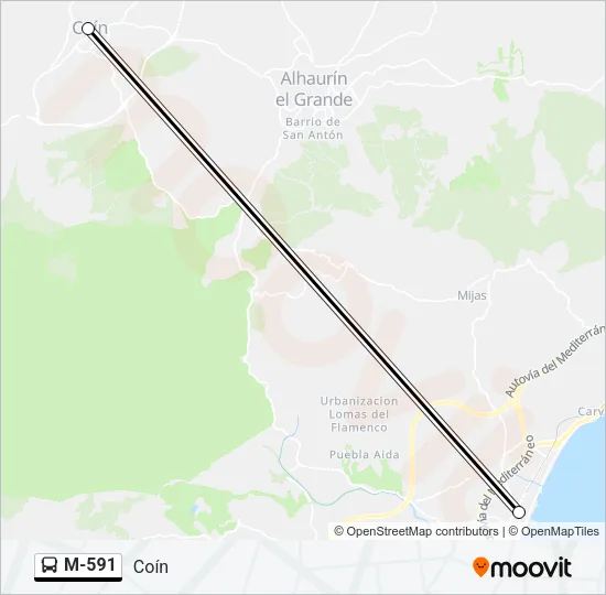 M-591 Bus Line Map