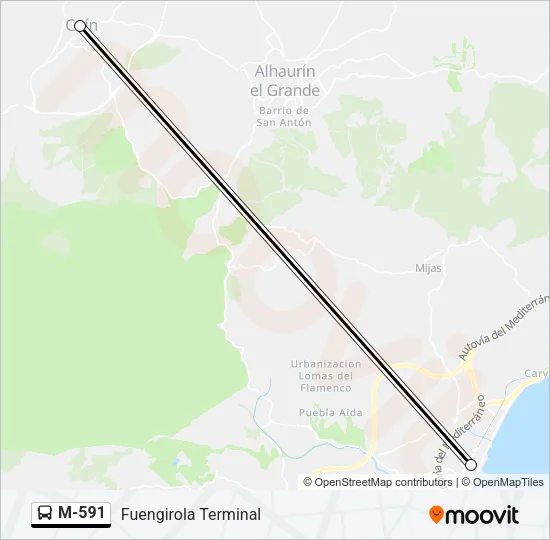 M-591 Bus Line Map