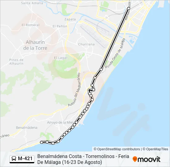 M-421 Bus Line Map